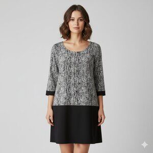 Windsmoor Women's Midi Dress Long sleeve Print Black Size 16 Business casual